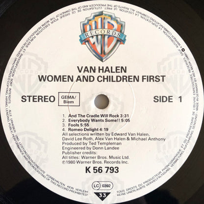 Van Halen : Women And Children First (LP, Album, RP)