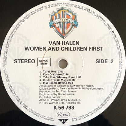 Van Halen : Women And Children First (LP, Album, RP)