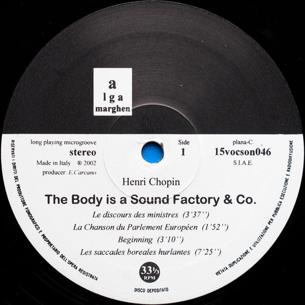 Henri Chopin : The Body Is A Sound Factory & Co. (LP, Ltd)