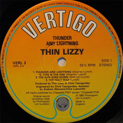 Thin Lizzy : Thunder And Lightning (LP, Album + 12" + Ltd, Gat)