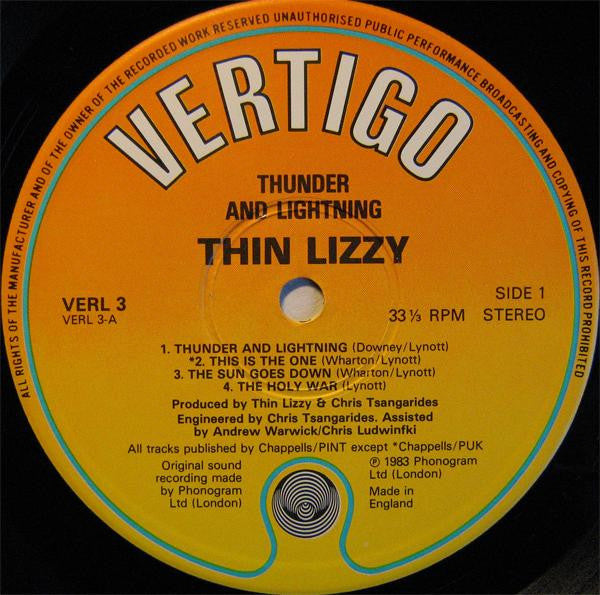 Thin Lizzy : Thunder And Lightning (LP, Album + 12" + Ltd, Gat)