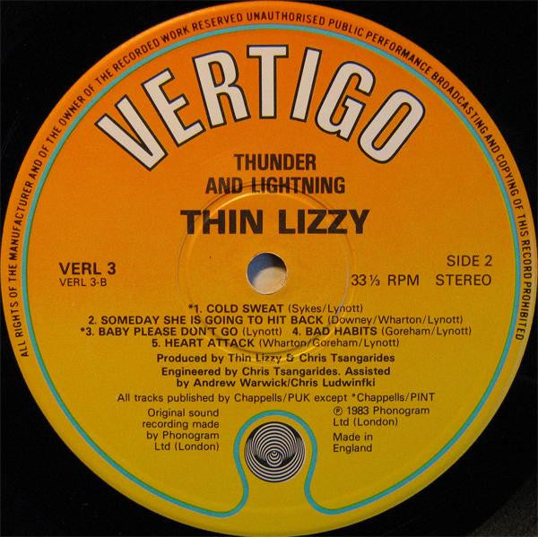 Thin Lizzy : Thunder And Lightning (LP, Album + 12" + Ltd, Gat)