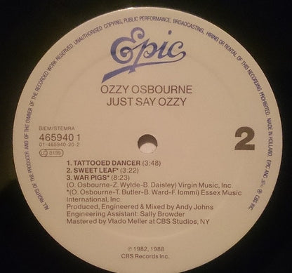 Ozzy Osbourne : Just Say Ozzy (12", EP)