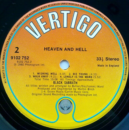 Black Sabbath : Heaven And Hell (LP, Album)