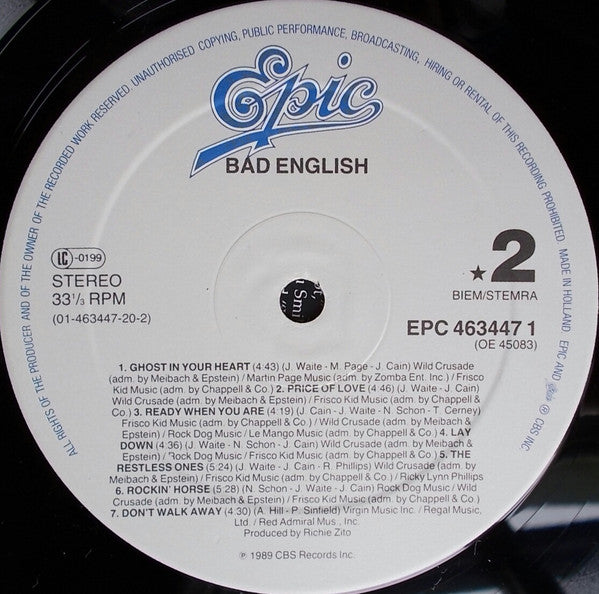 Bad English : Bad English (LP, Album)