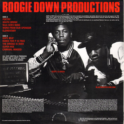 Boogie Down Productions : Criminal Minded (LP, Album, M/Print)