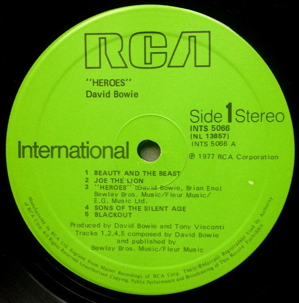 David Bowie : "Heroes" (LP, Album, RE, gre)