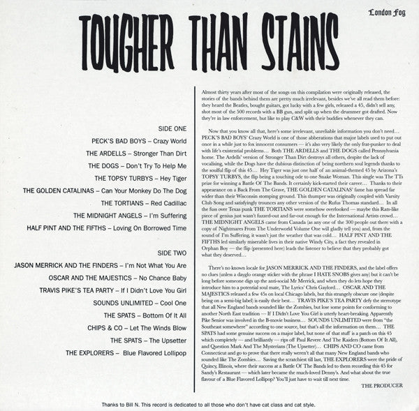 Various : Tougher Than Stains (Sixteen Mid-Sixties Punkers!) (LP, Comp)