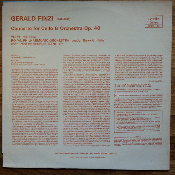 Finzi*, Yo-Yo Ma, Royal Philharmonic Orchestra, Vernon Handley : Cello Concerto (LP, Album, Nim)