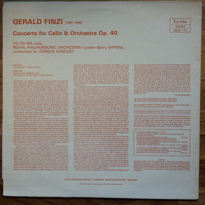 Finzi*, Yo-Yo Ma, Royal Philharmonic Orchestra, Vernon Handley : Cello Concerto (LP, Album, Nim)
