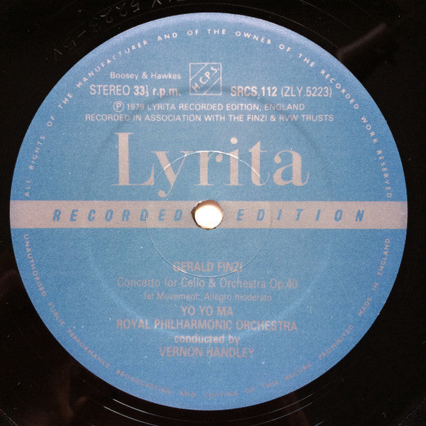 Finzi*, Yo-Yo Ma, Royal Philharmonic Orchestra, Vernon Handley : Cello Concerto (LP, Album, Nim)