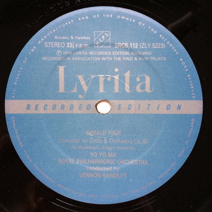 Finzi*, Yo-Yo Ma, Royal Philharmonic Orchestra, Vernon Handley : Cello Concerto (LP, Album, Nim)