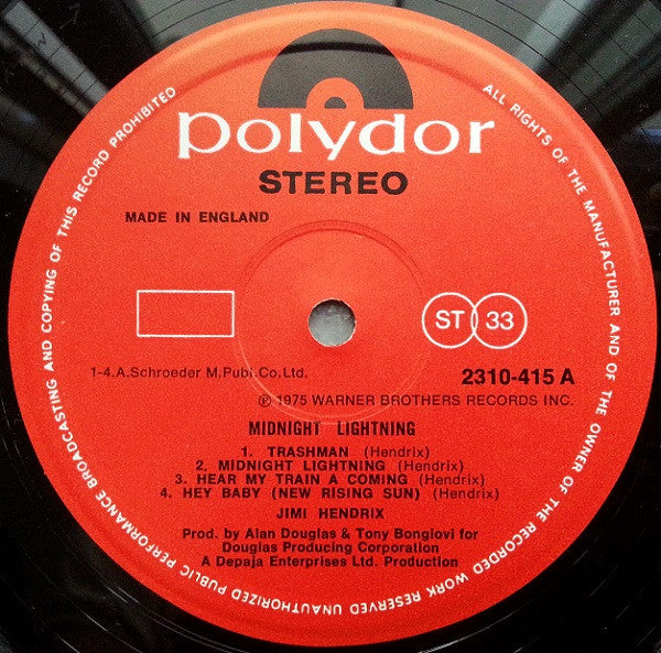 Jimi Hendrix : Midnight Lightning (LP, Album)