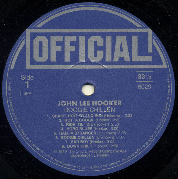 John Lee Hooker : Boogie Chillen (LP, Comp, Mono)