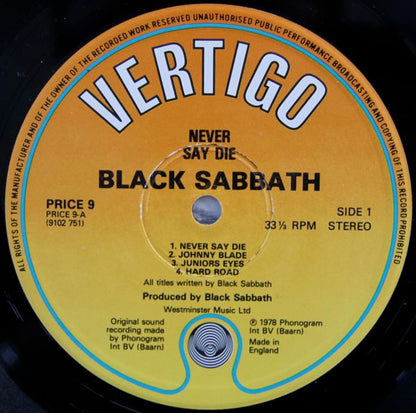 Black Sabbath : Never Say Die! (LP, Album, RE)