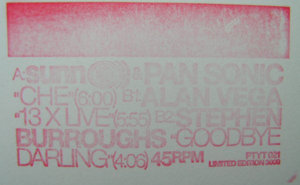 Sunn O))) & Pan Sonic / Alan Vega / Stephen Burroughs* : Che (10", Ltd, Num, Whi)