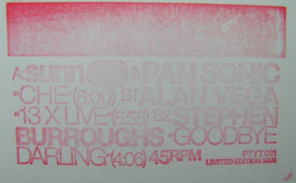 Sunn O))) & Pan Sonic / Alan Vega / Stephen Burroughs* : Che (10", Ltd, Num, Whi)