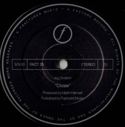 Joy Division : Closer (LP, Album, RE, Squ)