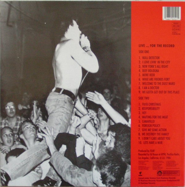 Fear (3) : Live... For The Record (LP, Album)