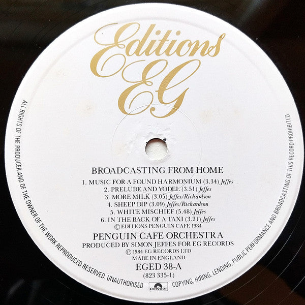 Penguin Cafe Orchestra : Broadcasting From Home (LP, Album)