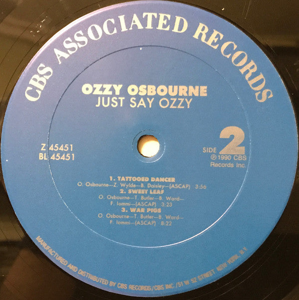 Ozzy Osbourne : Just Say Ozzy (12", EP)