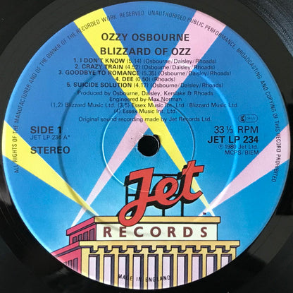 Ozzy Osbourne : Blizzard Of Ozz (LP, Album, Ast)