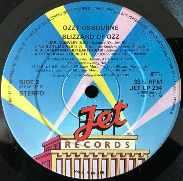 Ozzy Osbourne : Blizzard Of Ozz (LP, Album, Ast)