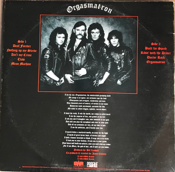Motörhead : Orgasmatron (LP, Album)