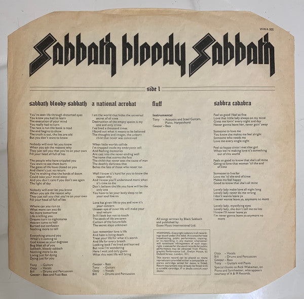 Black Sabbath : Sabbath Bloody Sabbath (LP, Album, Gat)