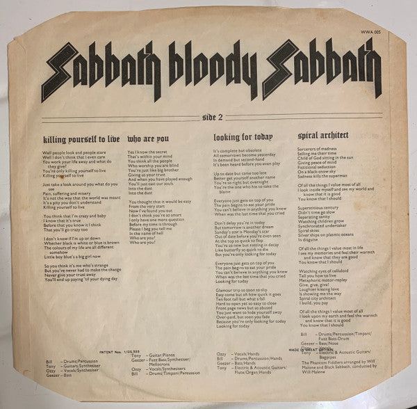 Black Sabbath : Sabbath Bloody Sabbath (LP, Album, Gat)