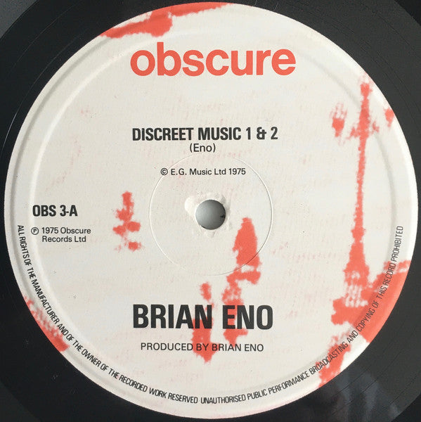 Brian Eno : Discreet Music (LP, Album, RE)