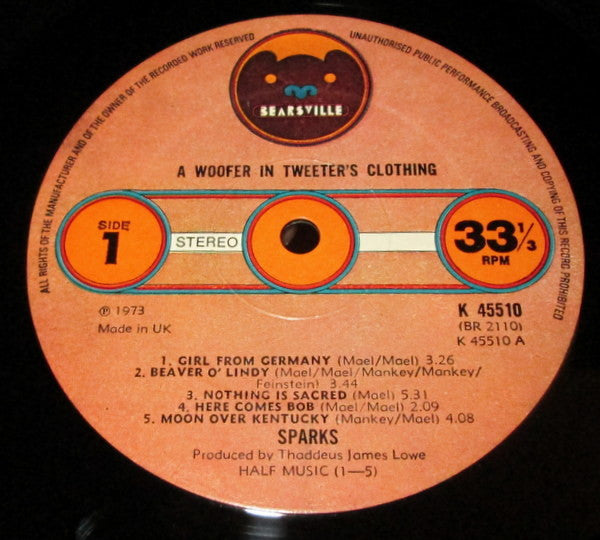 Sparks : A Woofer In Tweeter's Clothing (LP, Album)
