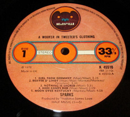 Sparks : A Woofer In Tweeter's Clothing (LP, Album)