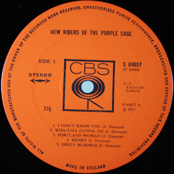 New Riders Of The Purple Sage : New Riders Of The Purple Sage (LP, Album)