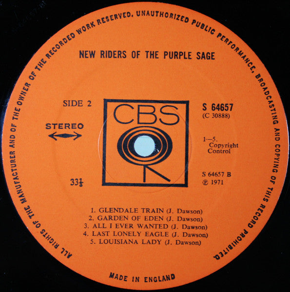 New Riders Of The Purple Sage : New Riders Of The Purple Sage (LP, Album)