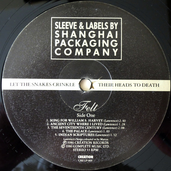 Felt : Let The Snakes Crinkle Their Heads To Death (LP, Album)