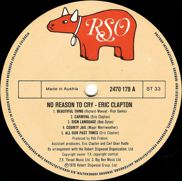 Eric Clapton : No Reason To Cry (LP, Album)
