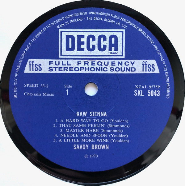 Savoy Brown : Raw Sienna (LP, Album)