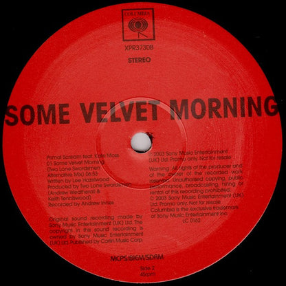 Primal Scream Feat. Kate Moss : Some Velvet Morning (12", Promo)