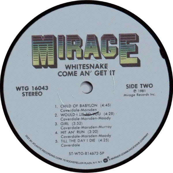 Whitesnake : Come An' Get It (LP, Album, Spe)