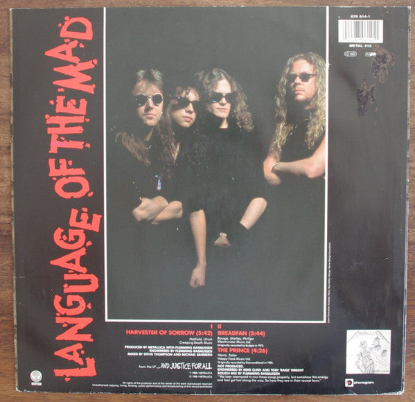 Metallica : Harvester Of Sorrow (12", Maxi)