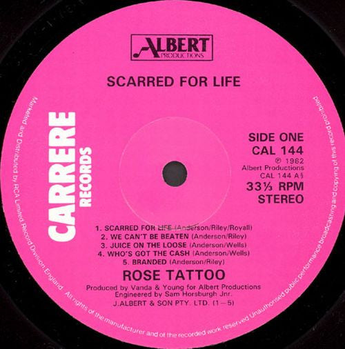 Rose Tattoo : Scarred For Life (LP, Album)