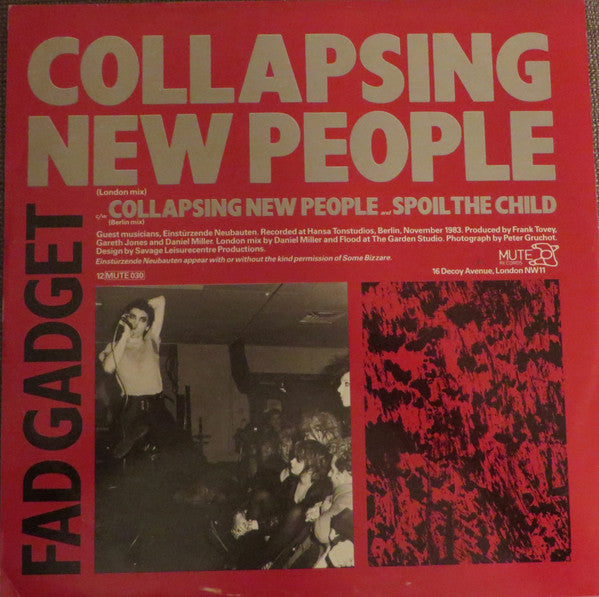 Fad Gadget : Collapsing New People (Extended Versions) (12", Single, MVS)