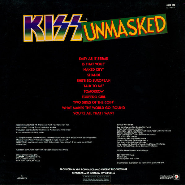 Kiss : Unmasked (LP, Album)