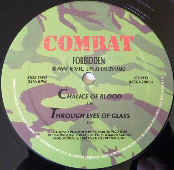 Forbidden (3) : Raw Evil - Live At The Dynamo (12", EP)