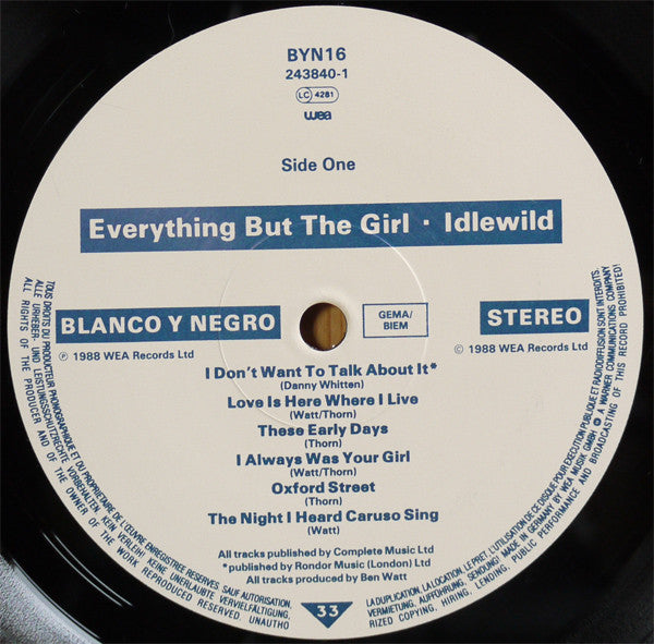Everything But The Girl : Idlewild (LP, Album)