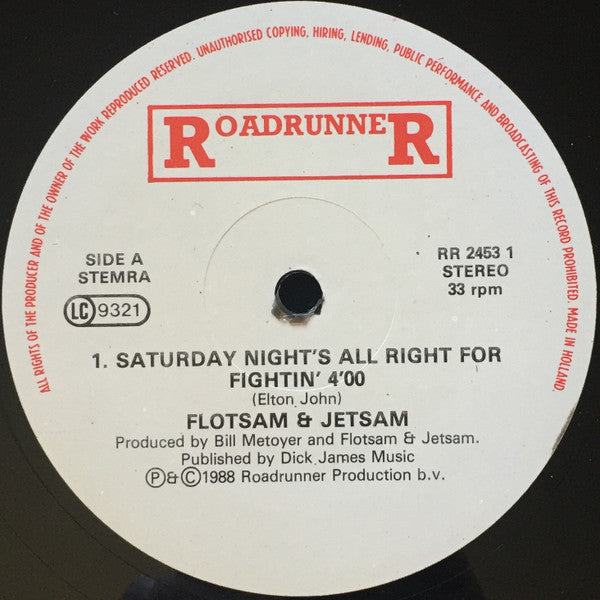 Flotsam And Jetsam : Saturday Night's All Right For Fighting (12")