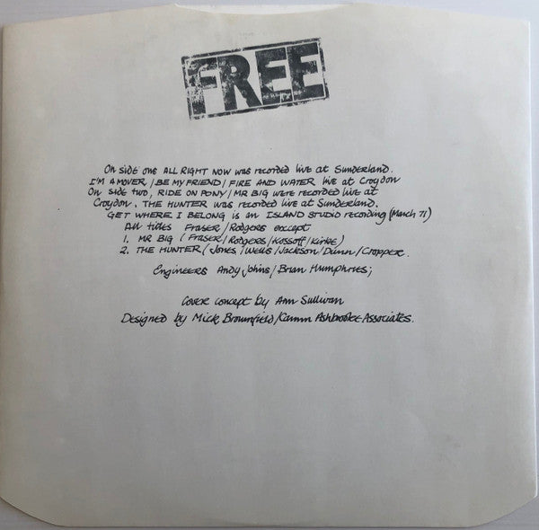 Free : Free Live (LP, Album, RP, Env)