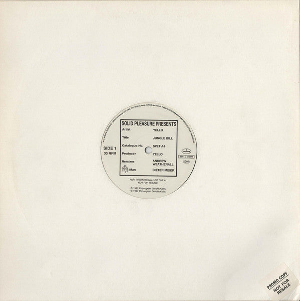 Yello : Jungle Bill (12", Single, Ltd, Promo)