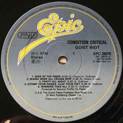 Quiet Riot : Condition Critical (LP, Album)